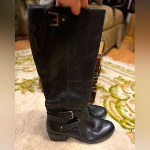 Black tall dressy leather boots. (Purchased at Browns)